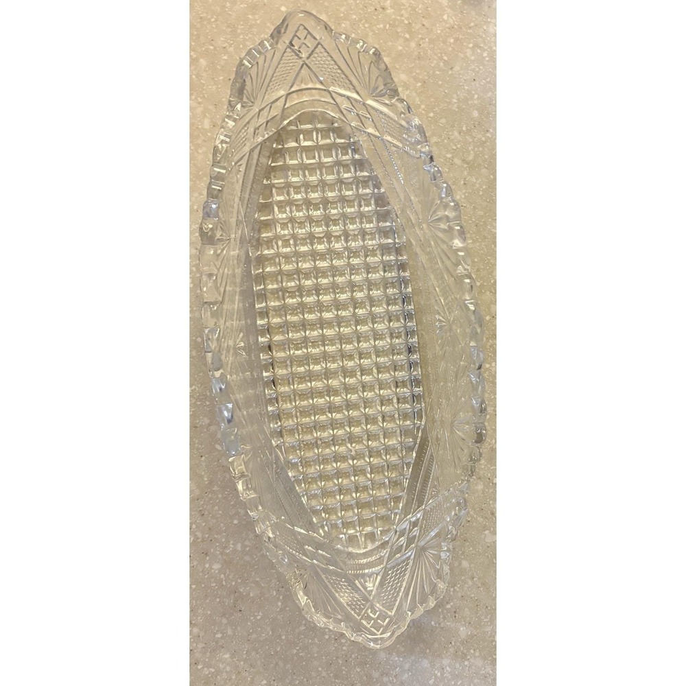 Antique EAPG George Duncan & Sons "Tepee" Pattern Clear Glass Celery Tray 11x4.5